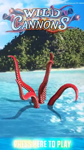 Wild Cannons gaming machine animation with 3D kraken
